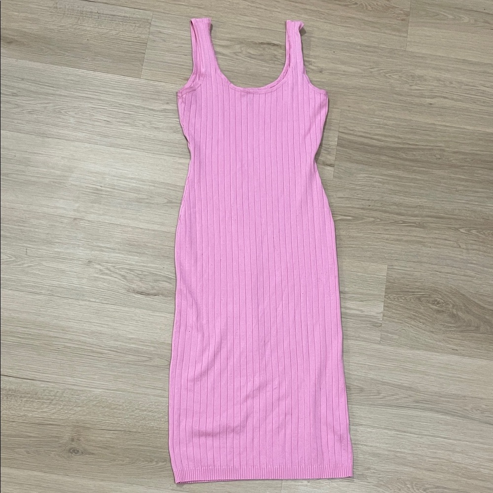 Windsor Pink Ribbed Midi Dress